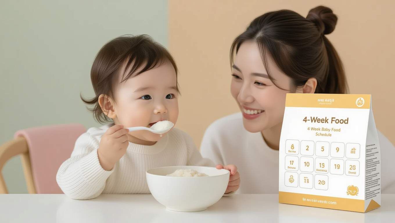 초기 이유식 완벽 가이드: 시기, 준비물, 식단표, 알레르기 예방 A to Z 6 🗓️ 초기 이유식 1개월 식단표 (4주 가이드)